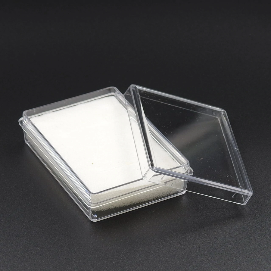 CAJA TRANSPARENTE RECTANGULAR PARA JUEGO DE 3.5X5.7X2 CM
