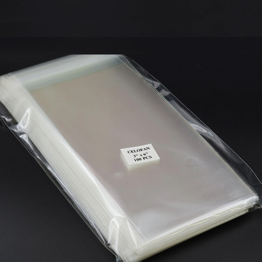 BOLSA DE CELOFÁN 3X6¨CON PEGAMENTO PAQ. CON 100 PZS