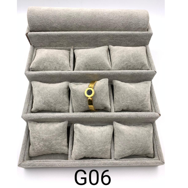 EXHIBIDOR ESCALONADO PARA RELOJ O PULSERA CON 9 ALMOHADAS Y TUBO SENCILLO