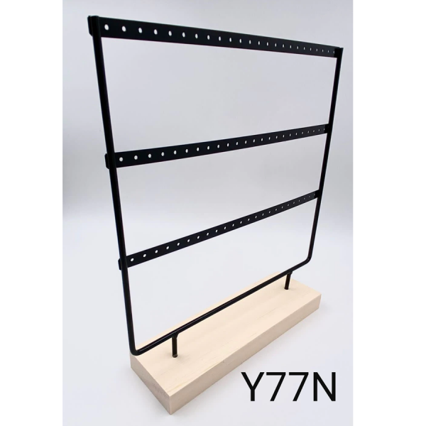 EXHIBIDOR DE METAL CON BASE DE MADERA PARA 36 PARES DE ARETES 27.5X29 CM